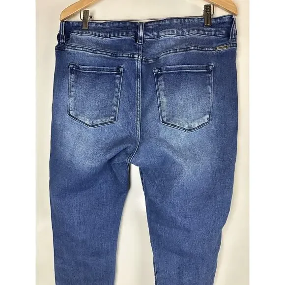 KanCan Skinny High Rise Ripped Hem Jeans Sandblast Blue Denim Plus Size 18 - Picture 5 of 10